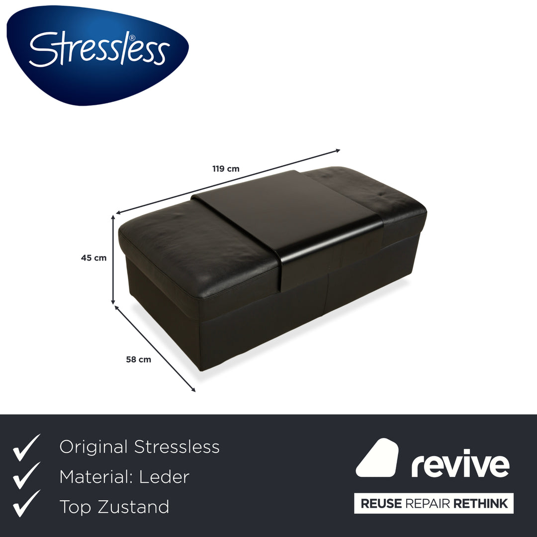 Stressless Arion Leather Stool Black Manual Function Storage Compartment