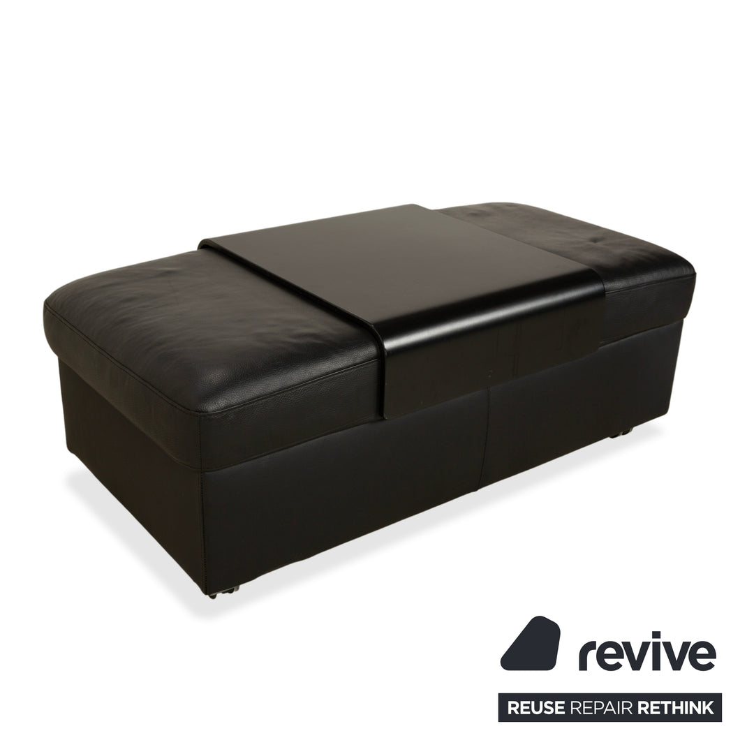 Stressless Arion Leather Stool Black Manual Function Storage Compartment