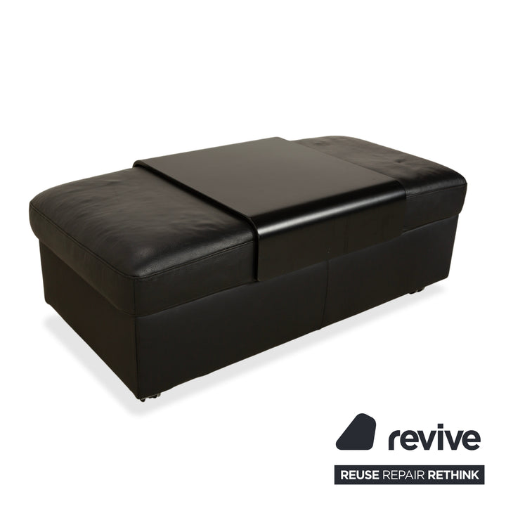 Stressless Arion Leather Stool Black Manual Function Storage Compartment