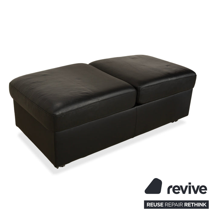 Stressless Arion Leather Stool Black Manual Function Storage Compartment