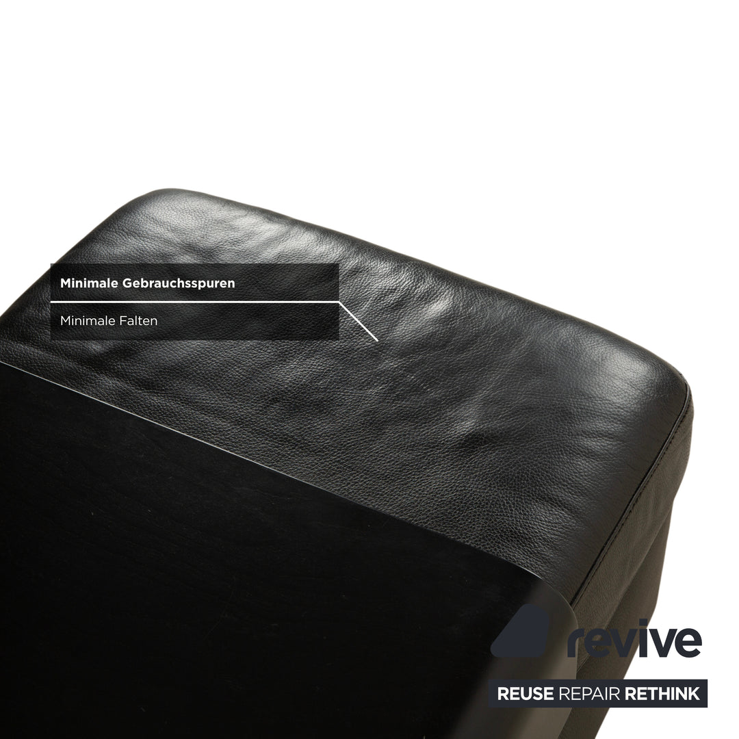 Stressless Arion Leather Stool Black Manual Function Storage Compartment