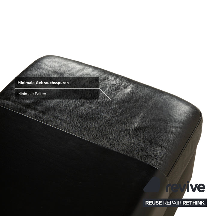 Stressless Arion Leather Stool Black Manual Function Storage Compartment