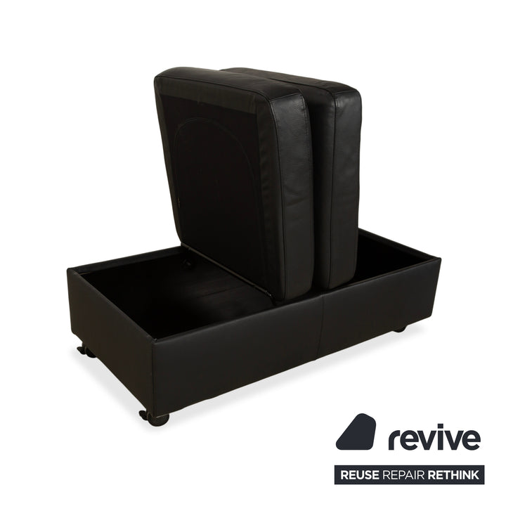 Stressless Arion Leather Stool Black Manual Function Storage Compartment