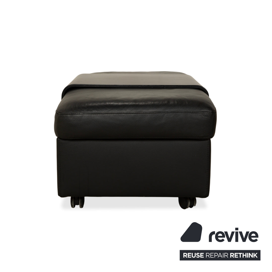 Stressless Arion Leather Stool Black Manual Function Storage Compartment