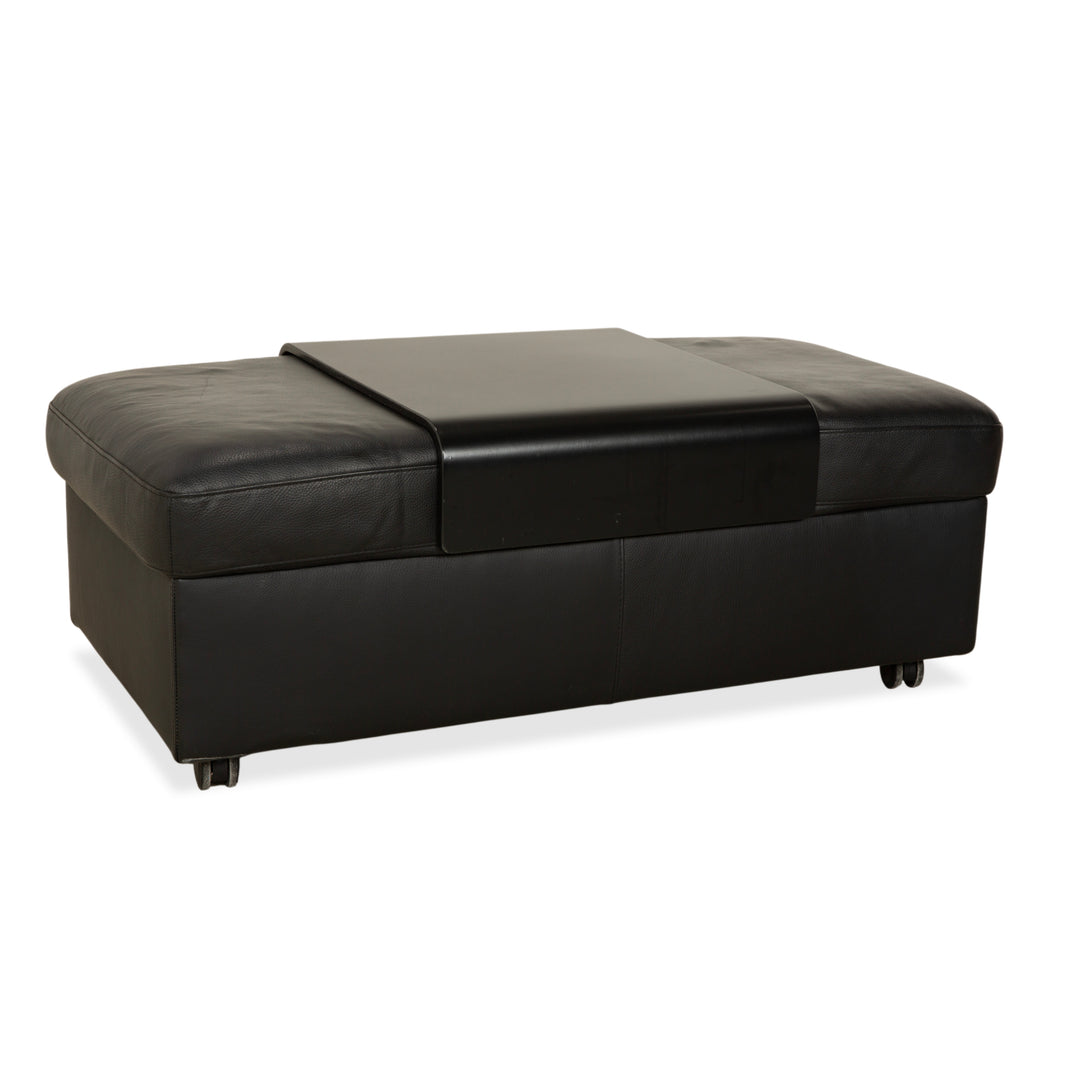 Stressless Arion Leather Stool Black Manual Function Storage Compartment
