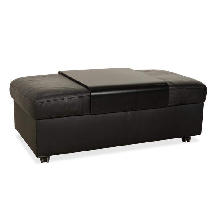 Stressless Arion Leather Stool Black Manual Function Storage Compartment