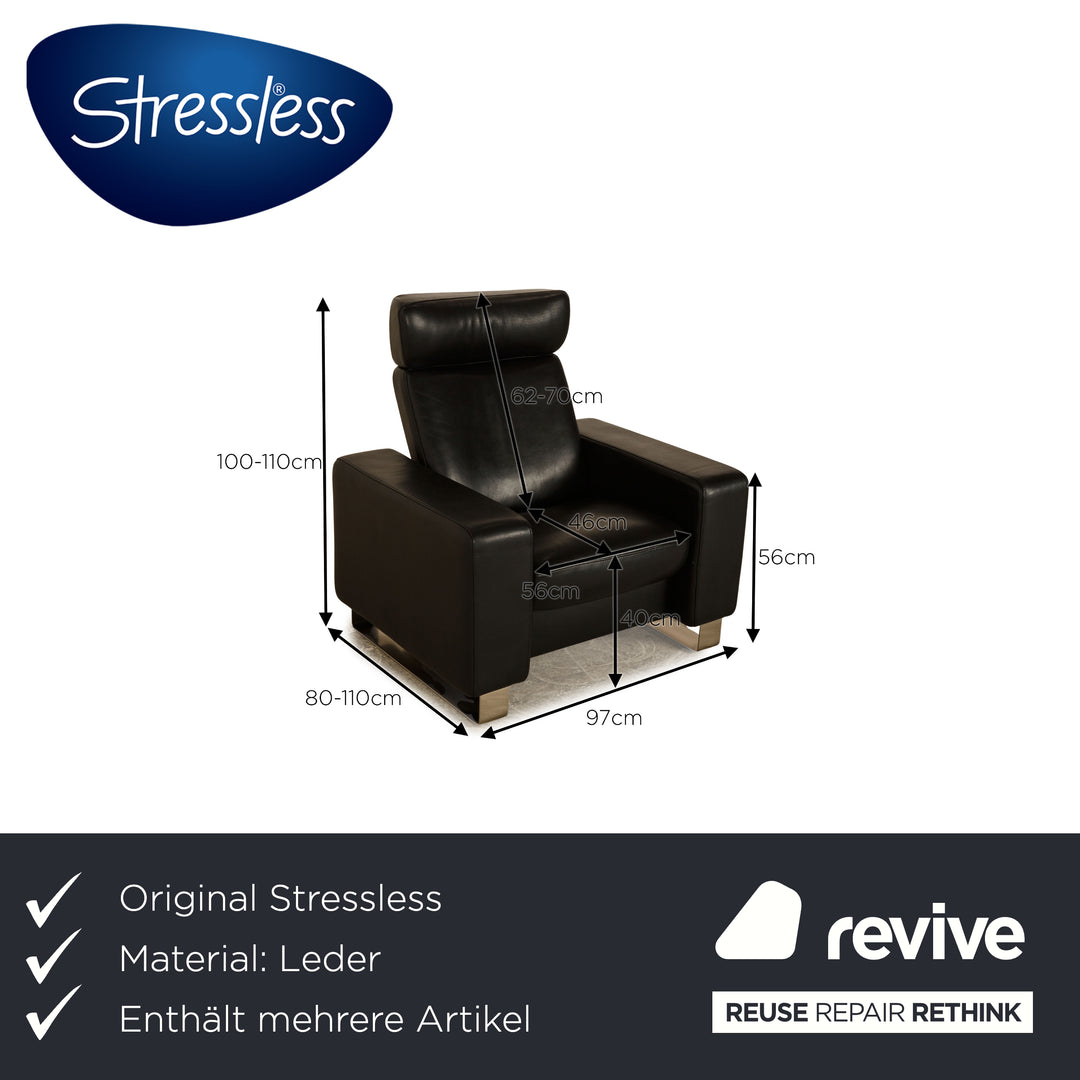Stressless Arion Leather Armchair Set Black manual function 2x Armchairs