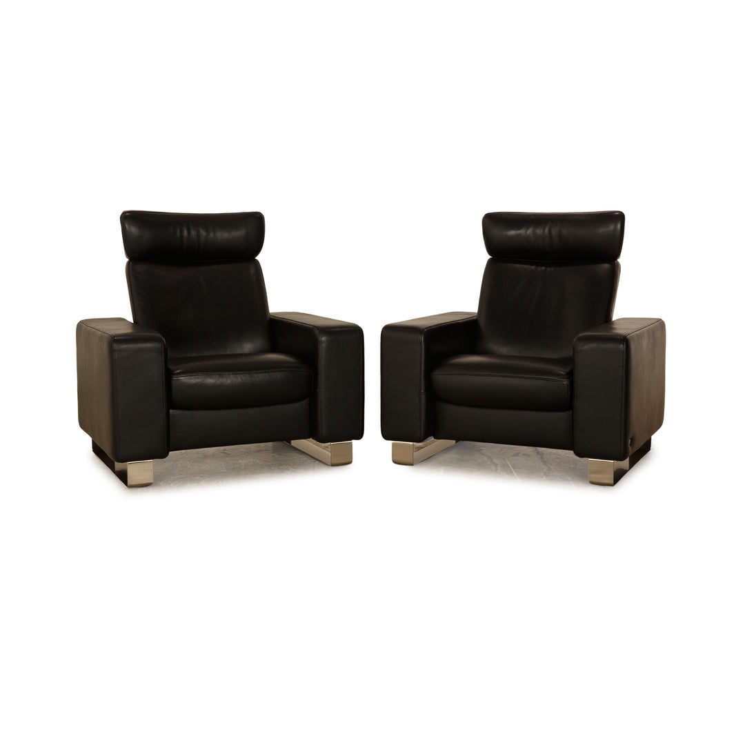 Ensemble de fauteuils en cuir Stressless Arion noir fonction manuelle 2x fauteuils