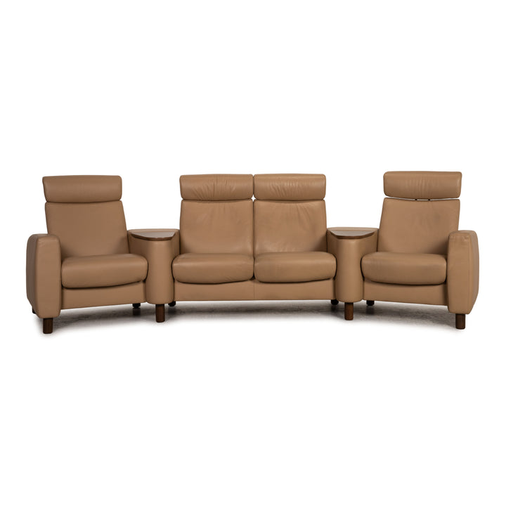 Stressless Arion Leder Sofa Beige Viersitzer Couch Funktion