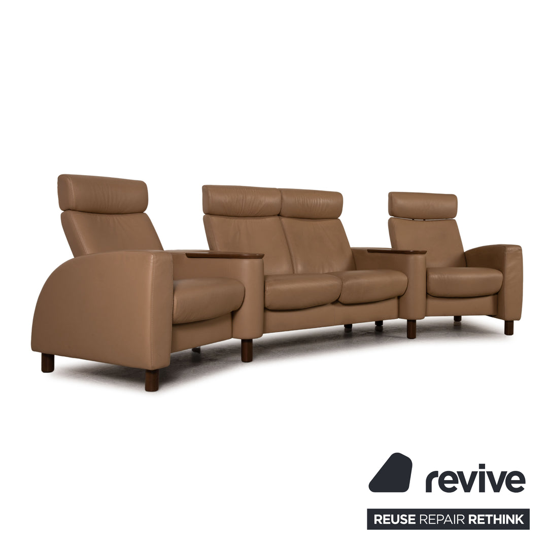 Stressless Arion Leder Sofa Beige Viersitzer Couch Funktion