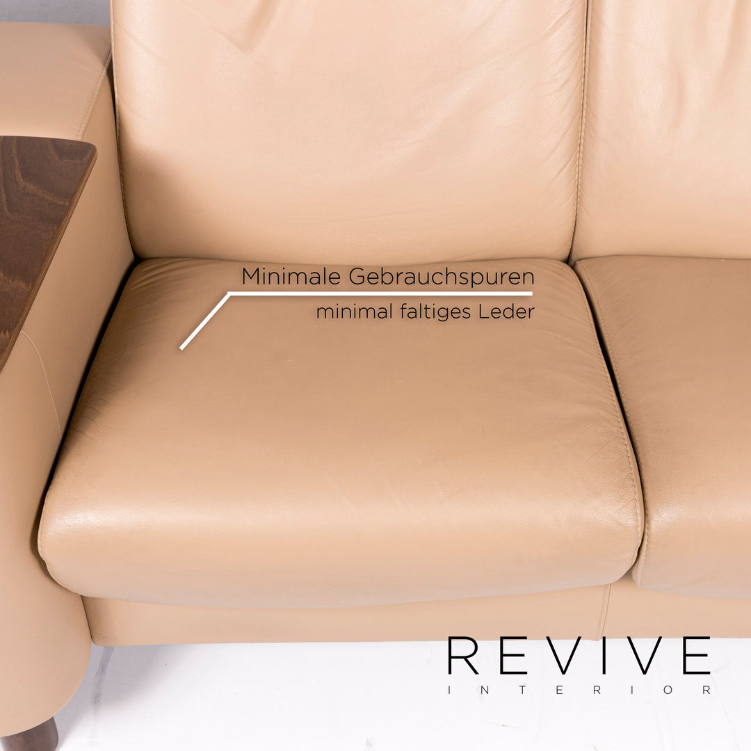 Stressless Arion Leather Sofa Beige Four-Seater Home Cinema Function Reclining Function Couch
