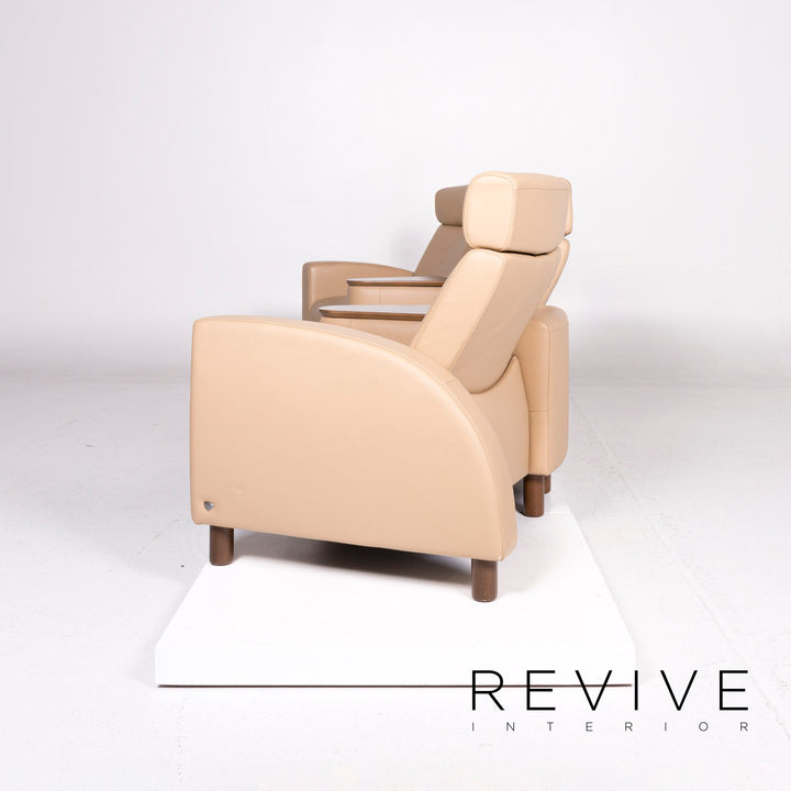 Stressless Arion Leather Sofa Beige Four-Seater Home Cinema Function Reclining Function Couch