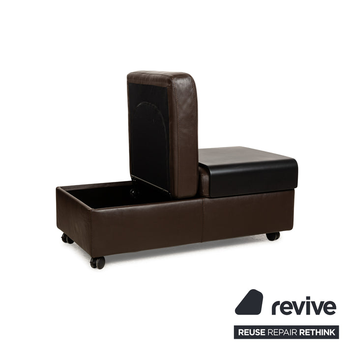 Stressless Arion lædersofa sæt mørkebrun manuel funktion firespers. sofa puf