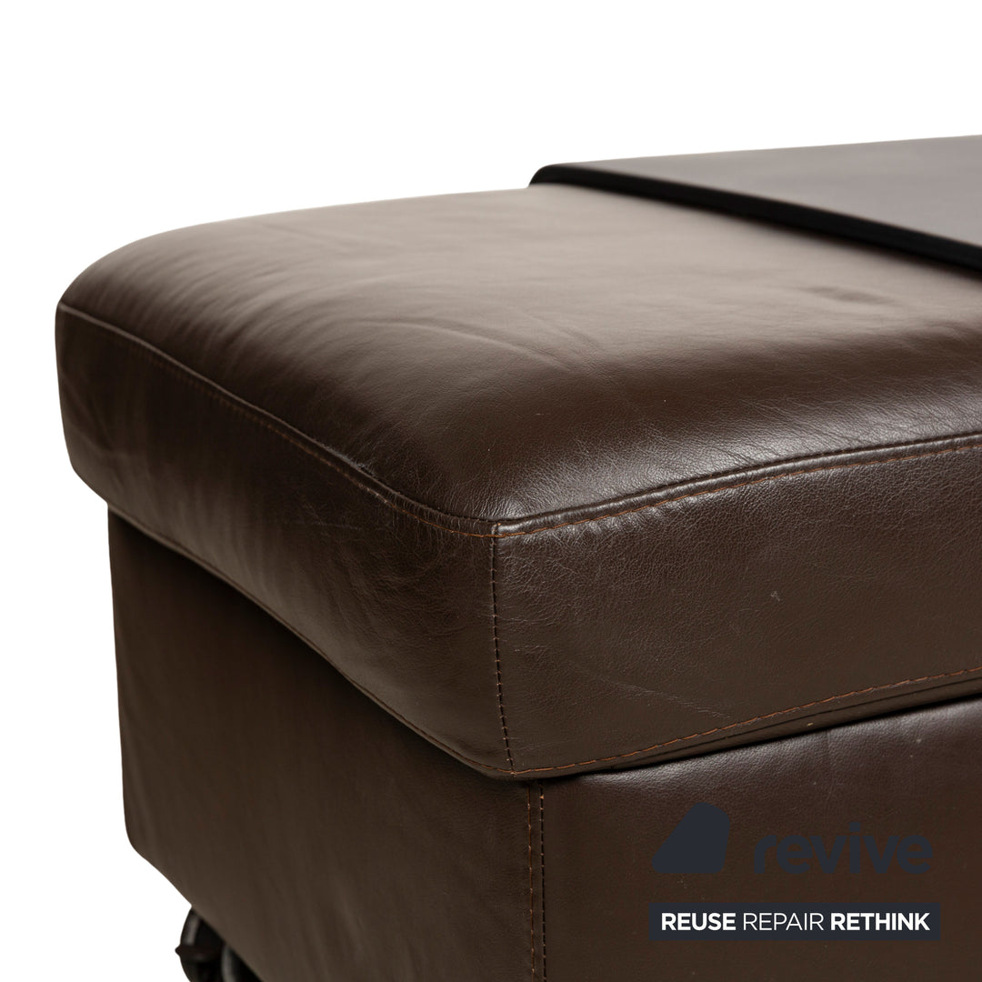 Stressless Arion lædersofa sæt mørkebrun manuel funktion firespers. sofa puf