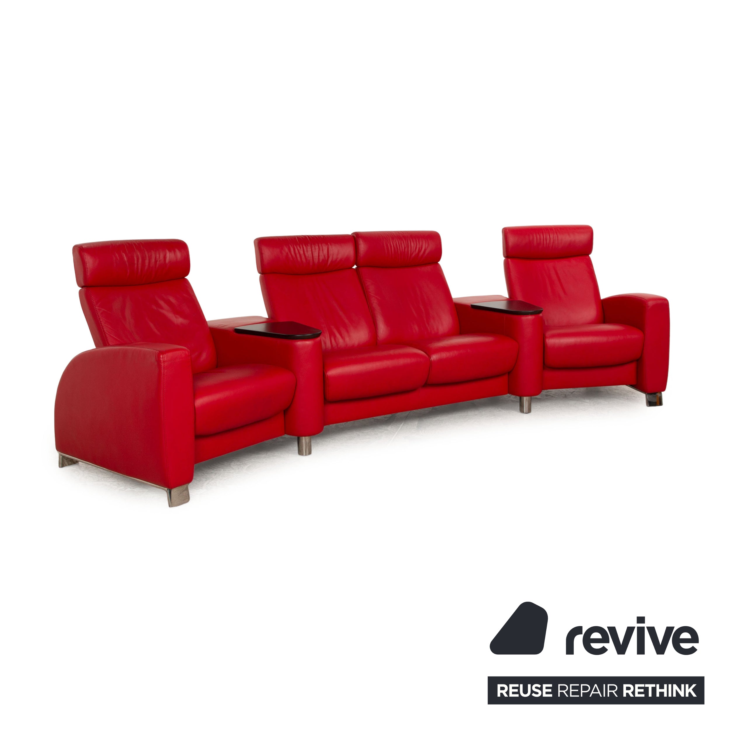 Stressless Arion Canapé en Cuir Rouge Quatre Places Home Cinéma Fonction Relax Fonction Manuelle Canapé