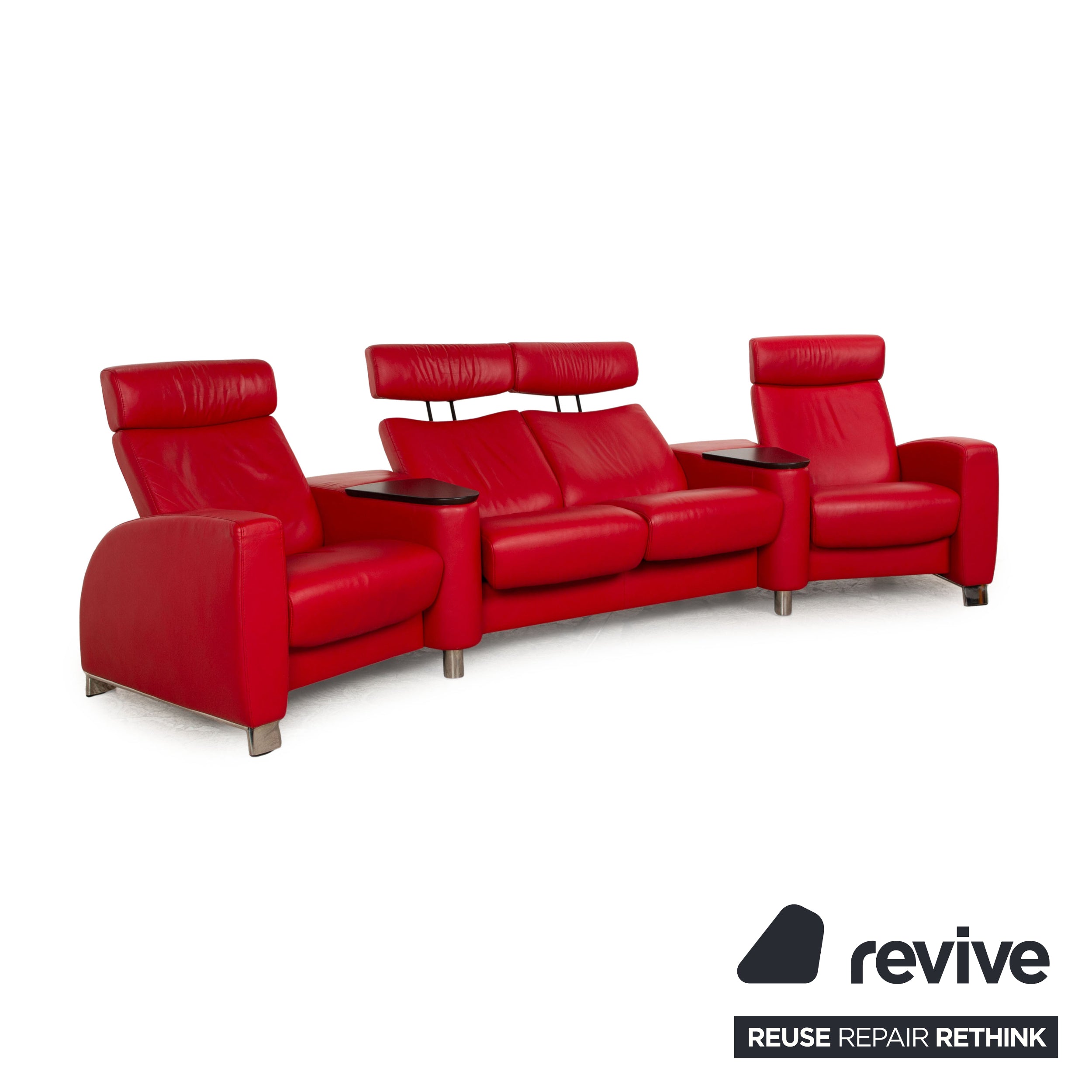 Stressless Arion Canapé en Cuir Rouge Quatre Places Home Cinéma Fonction Relax Fonction Manuelle Canapé
