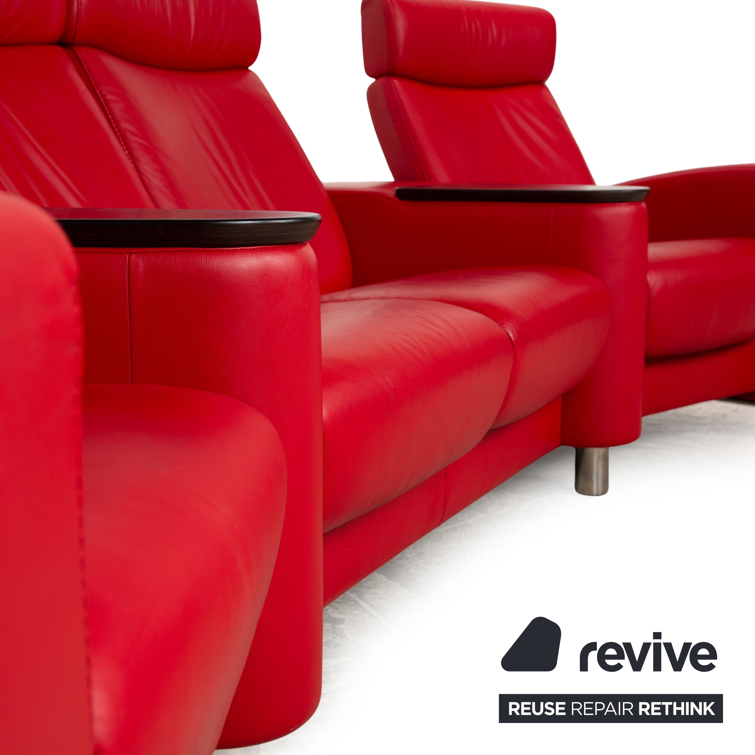 Stressless Arion Canapé en Cuir Rouge Quatre Places Home Cinéma Fonction Relax Fonction Manuelle Canapé