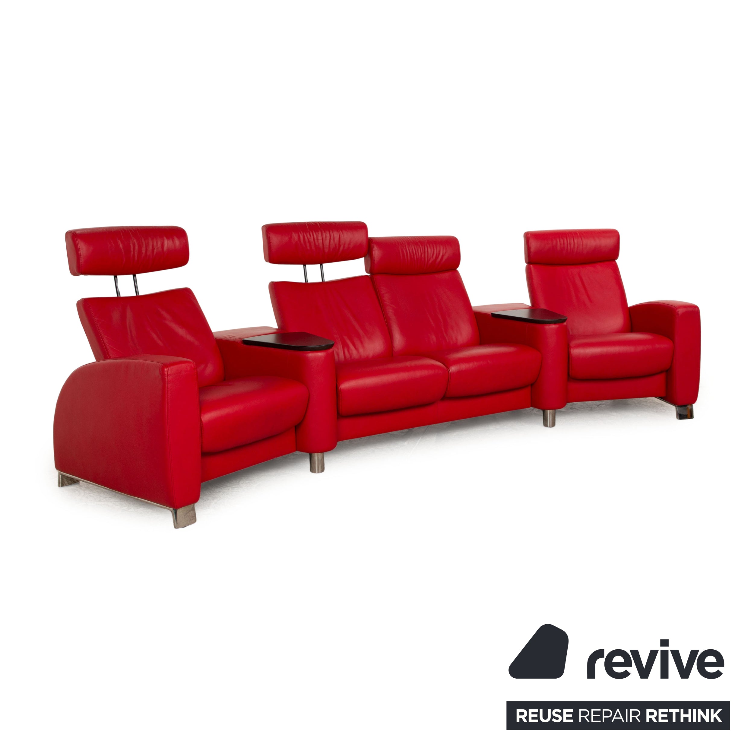 Stressless Arion Canapé en Cuir Rouge Quatre Places Home Cinéma Fonction Relax Fonction Manuelle Canapé