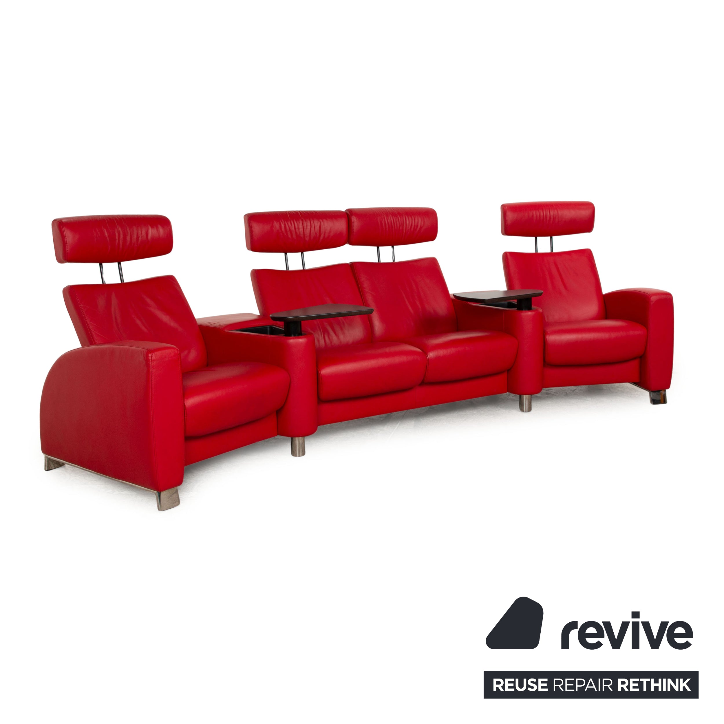 Stressless Arion Canapé en Cuir Rouge Quatre Places Home Cinéma Fonction Relax Fonction Manuelle Canapé