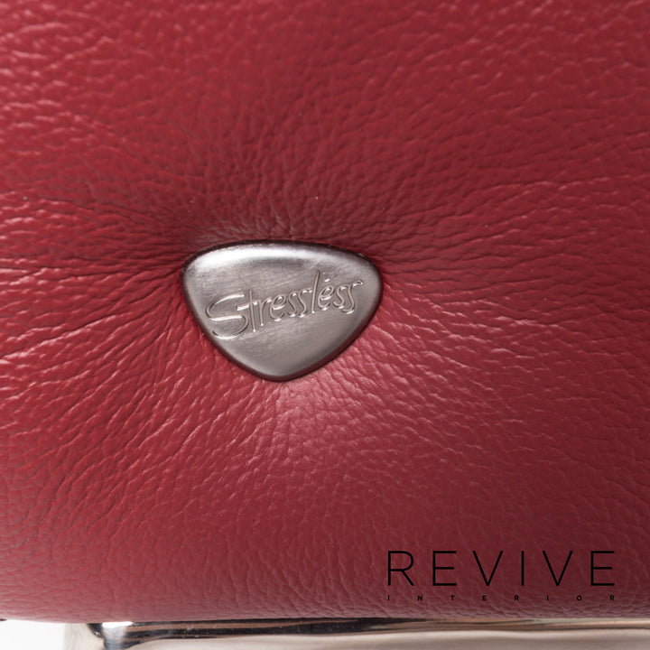 Stressless Arion Leather Sofa Red Two Seater Function Couch #13342