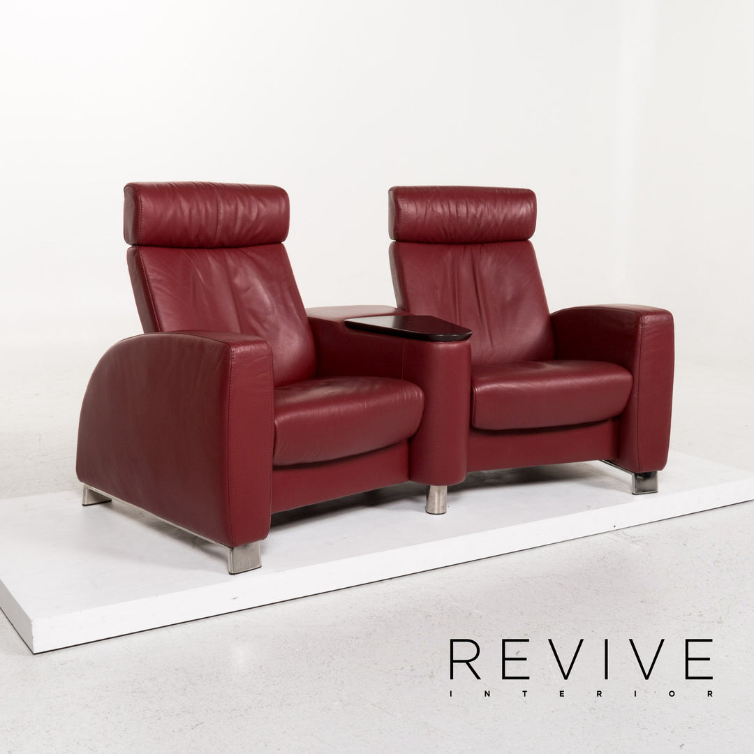 Stressless Arion Leder Sofa Rot Zweisitzer Funktion Couch #13342