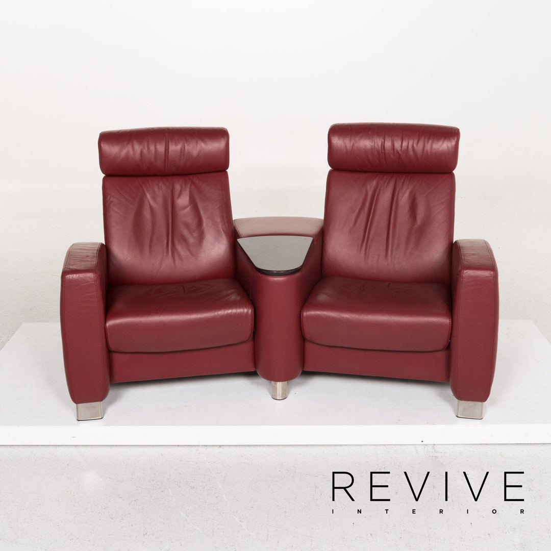 Stressless Arion Leder Sofa Rot Zweisitzer Funktion Couch #13342