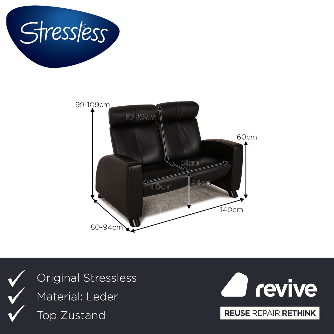 Stressless Arion Leder Sofa Schwarz Zweisitzer Couch Funktion