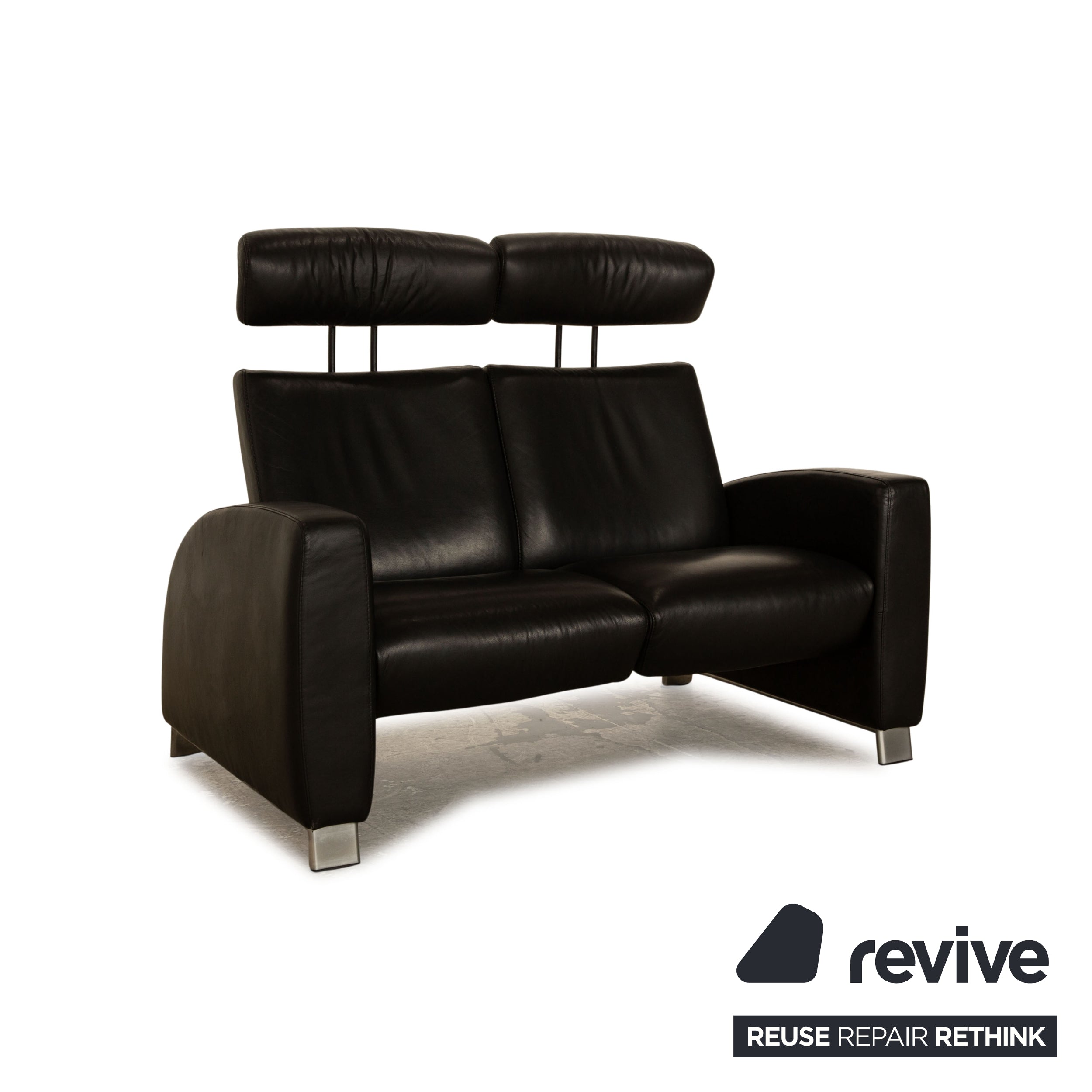 Stressless Arion Leather Sofa Black Two Seater Couch Manual Function