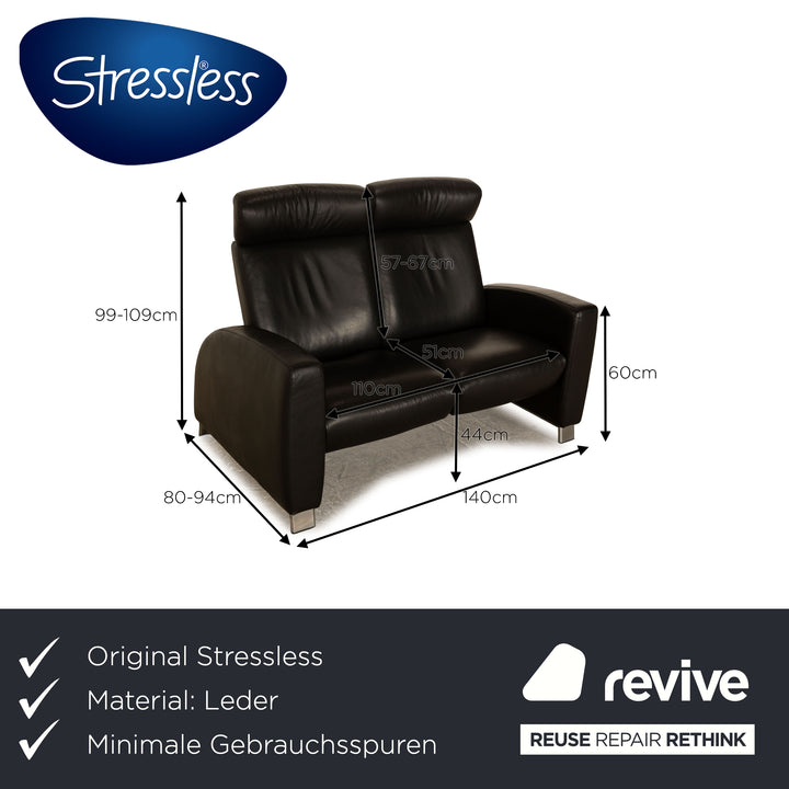 Stressless Arion Canapé en cuir noir Canapé deux places Fonction manuelle