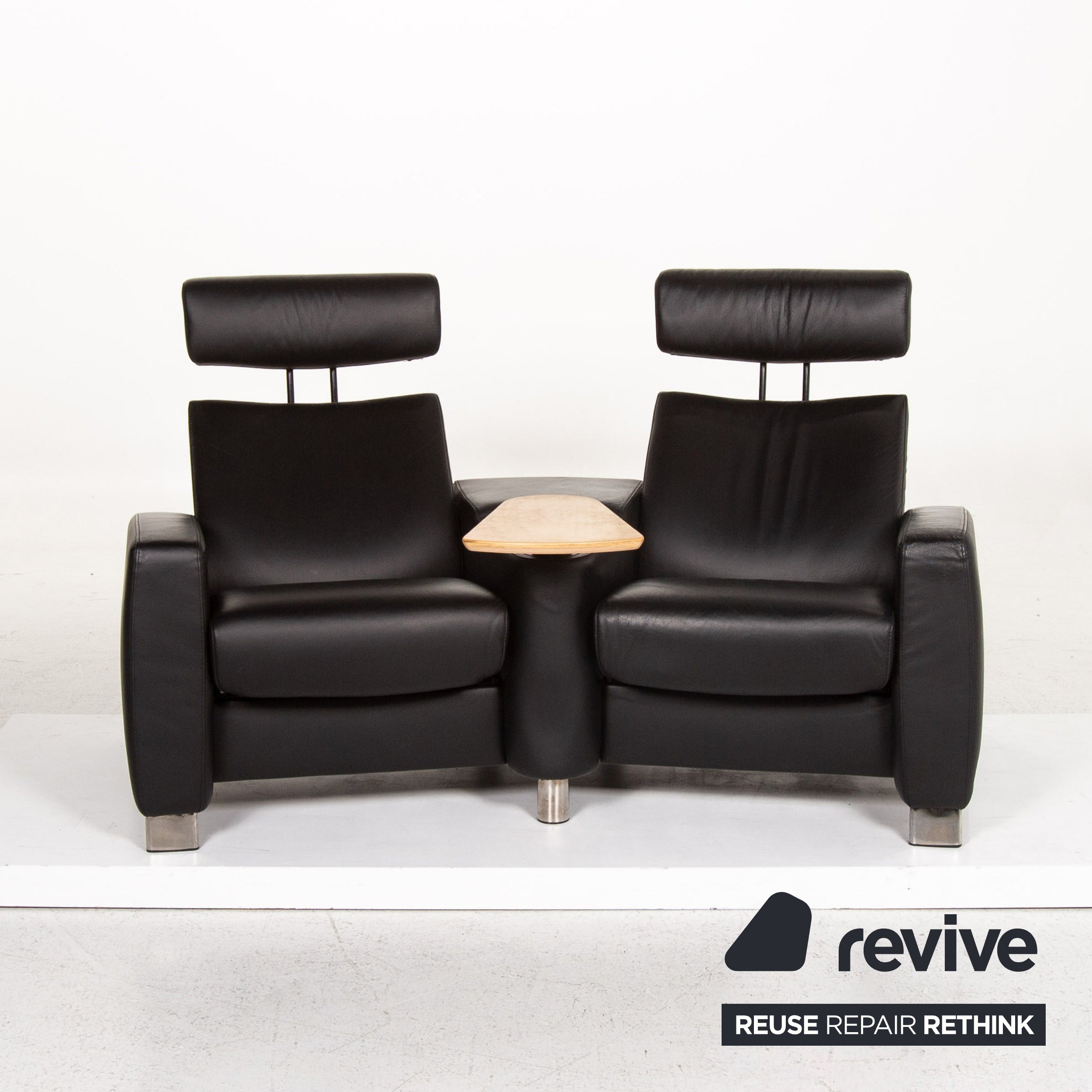 Stressless Arion Leather Sofa Black Two Seater Function Home Theater Sofa Manual Function