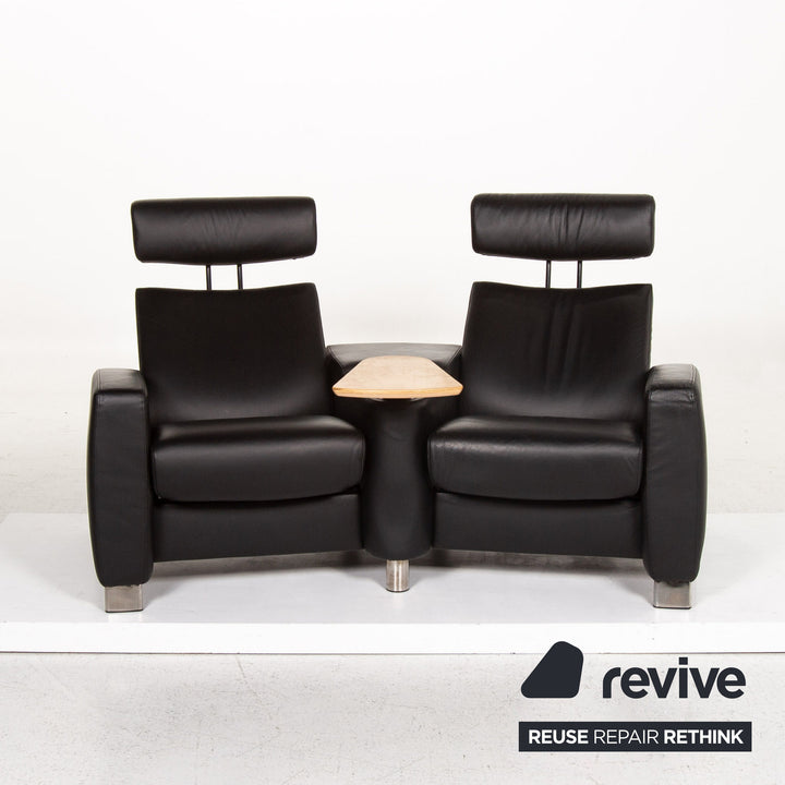 Stressless Arion Canapé en cuir noir Fonction deux places Canapé Home Cinéma Fonction manuelle
