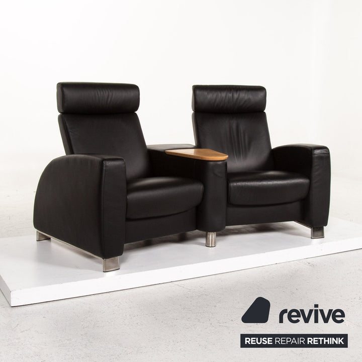 Stressless Arion Leder Sofa Schwarz Zweisitzer Funktion Heimkinosofa manuelle Funktion
