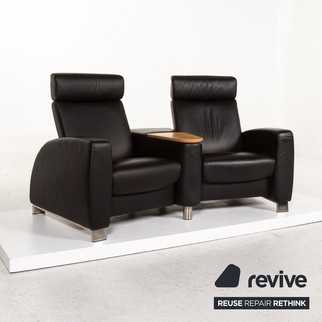 Stressless Arion Canapé en cuir noir Fonction deux places Canapé Home Cinéma Fonction manuelle