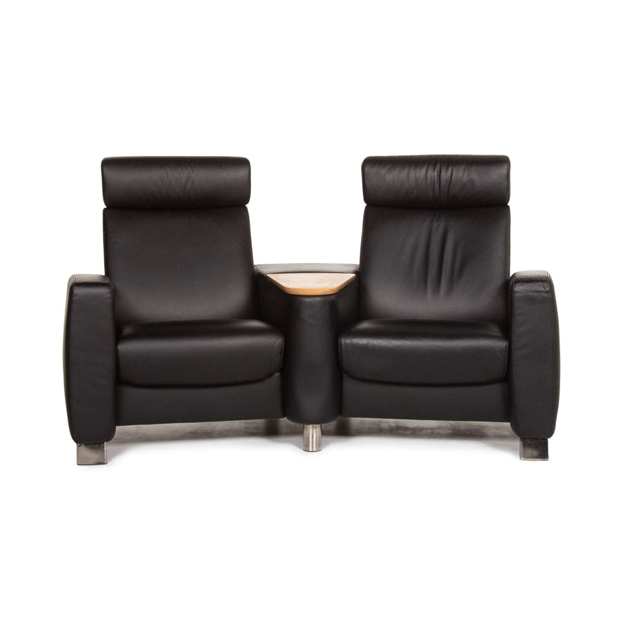 Stressless Arion Leather Sofa Black Two Seater Function Home Theater Sofa Manual Function