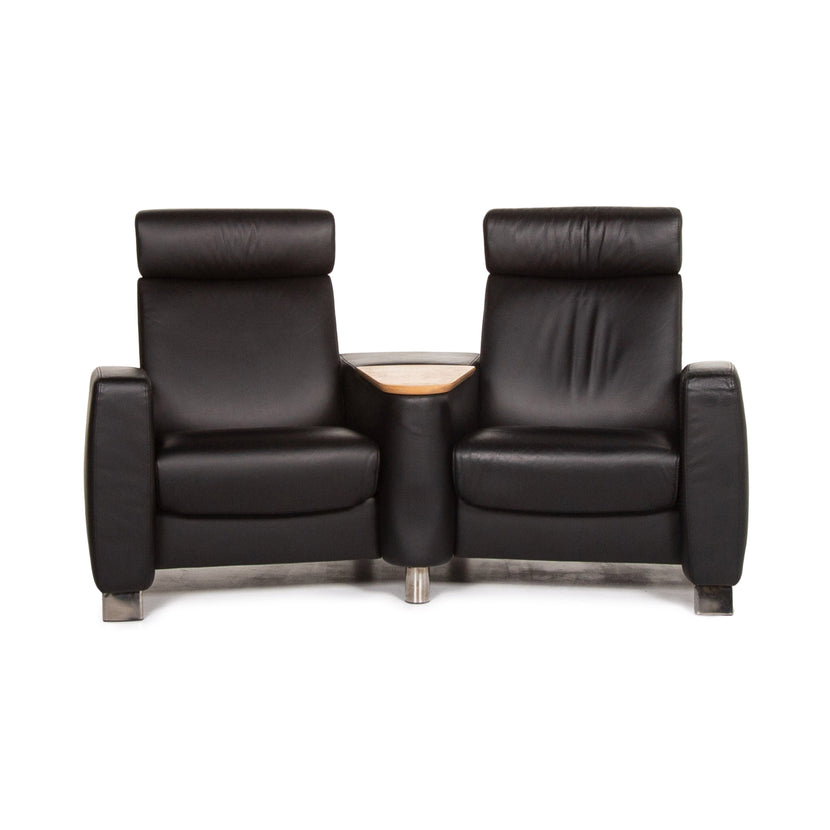 Stressless Arion Leather Sofa Black Two Seater Function Home Theater Sofa Manual Function