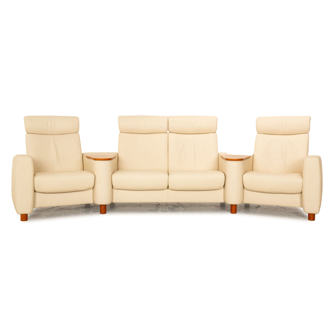 Stressless Arion läder fyrsitsig beige soffa manuell funktion