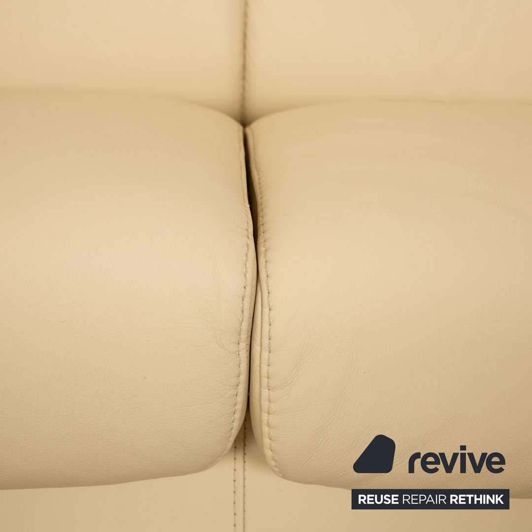 Stressless Arion läder fyrsitsig beige soffa manuell funktion