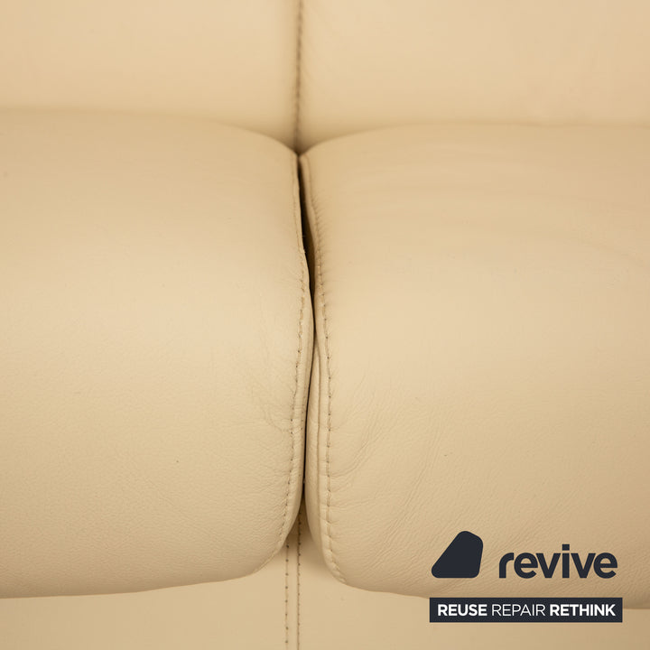 Stressless Arion läder fyrsitsig beige soffa manuell funktion