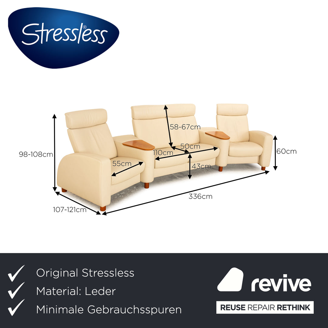 Stressless Arion läder fyrsitsig beige soffa manuell funktion