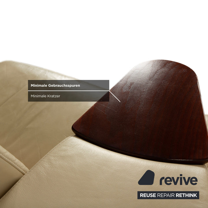 Stressless Arion Leder Viersitzer Creme manuelle Funktion Sofa Couch