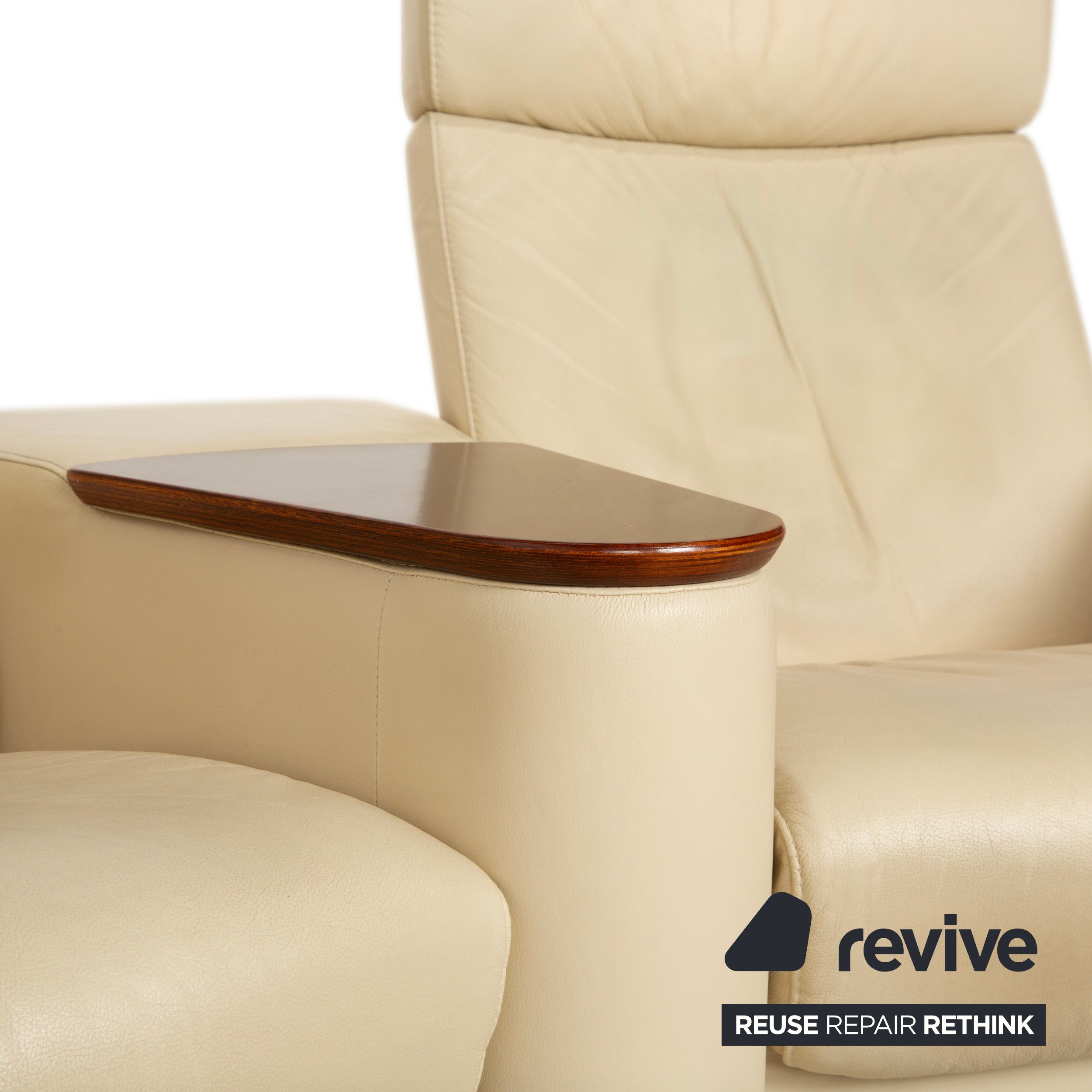 Stressless Arion Leather Four Seater Cream Manual Function Sofa Couch