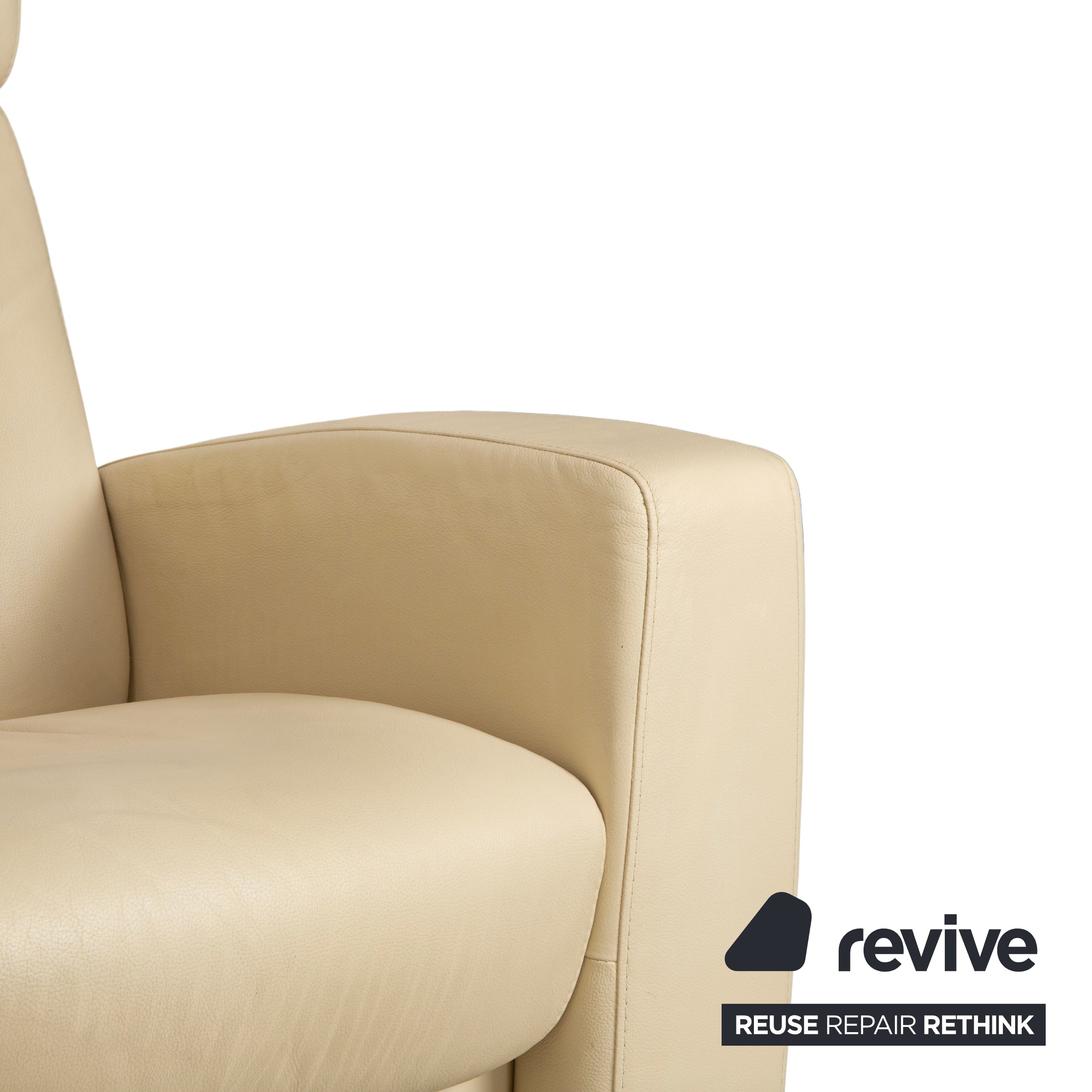 Stressless Arion Leather Four Seater Cream Manual Function Sofa Couch