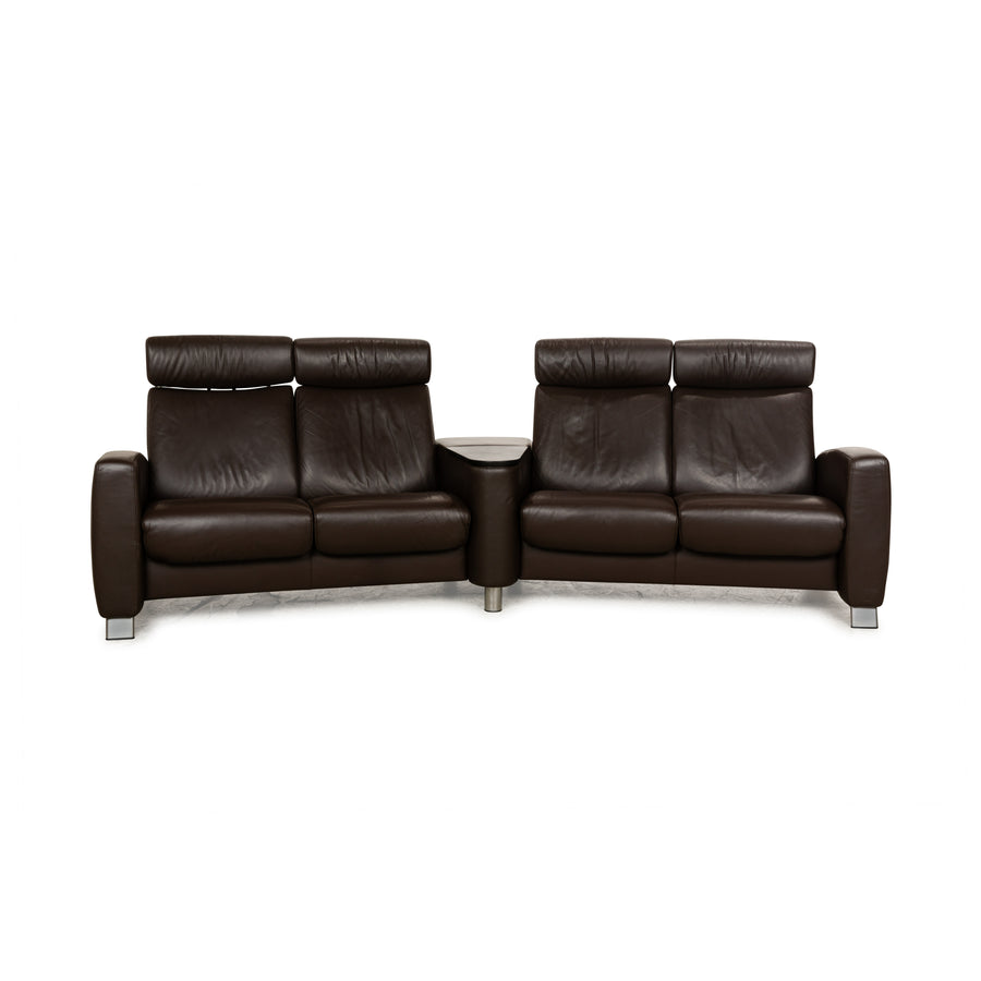 Canapé quatre places Stressless Arion en cuir marron foncé à fonction manuelle