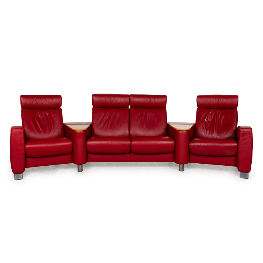 Stressless Arion Leder Viersitzer Rot manuelle Funktion Sofa Couch