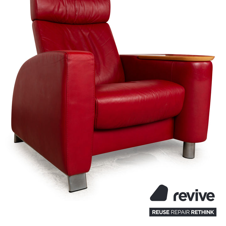 Stressless Arion Leder Viersitzer Rot manuelle Funktion Sofa Couch