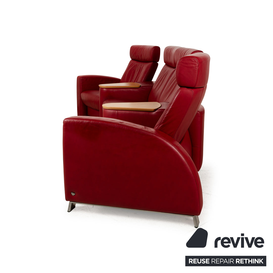 Stressless Arion Leder Viersitzer Rot manuelle Funktion Sofa Couch