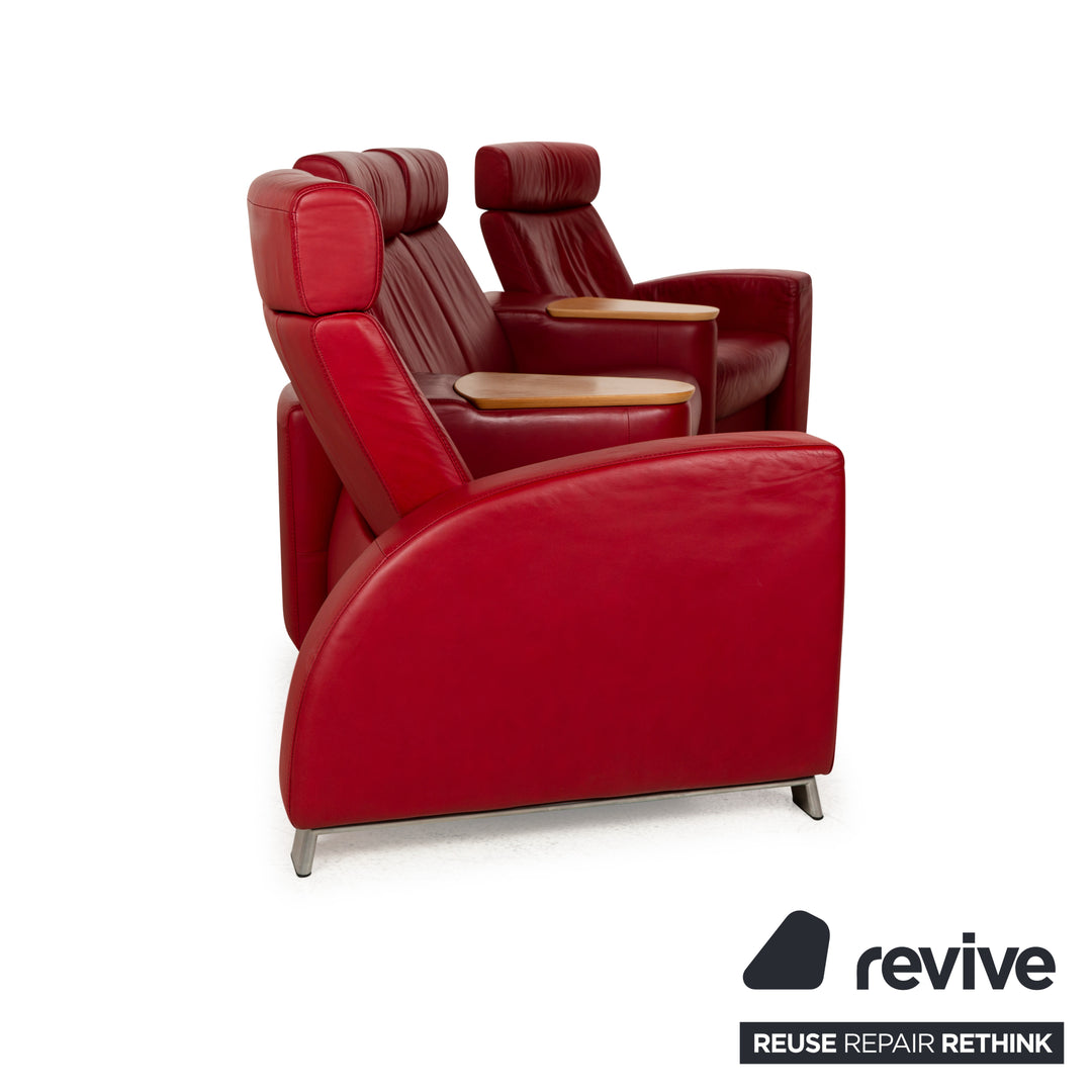 Stressless Arion Leder Viersitzer Rot manuelle Funktion Sofa Couch