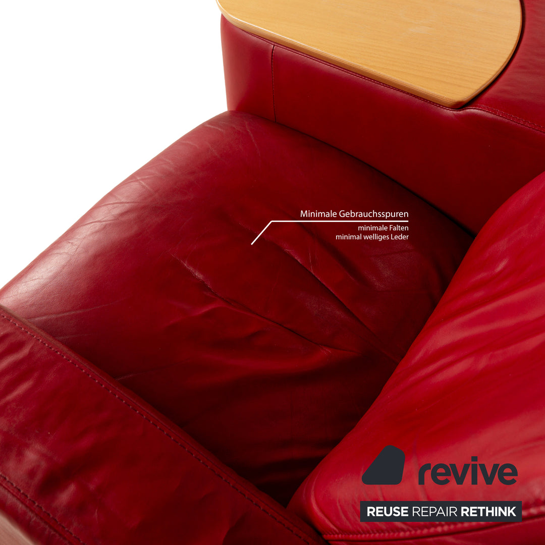 Stressless Arion Leder Viersitzer Rot manuelle Funktion Sofa Couch