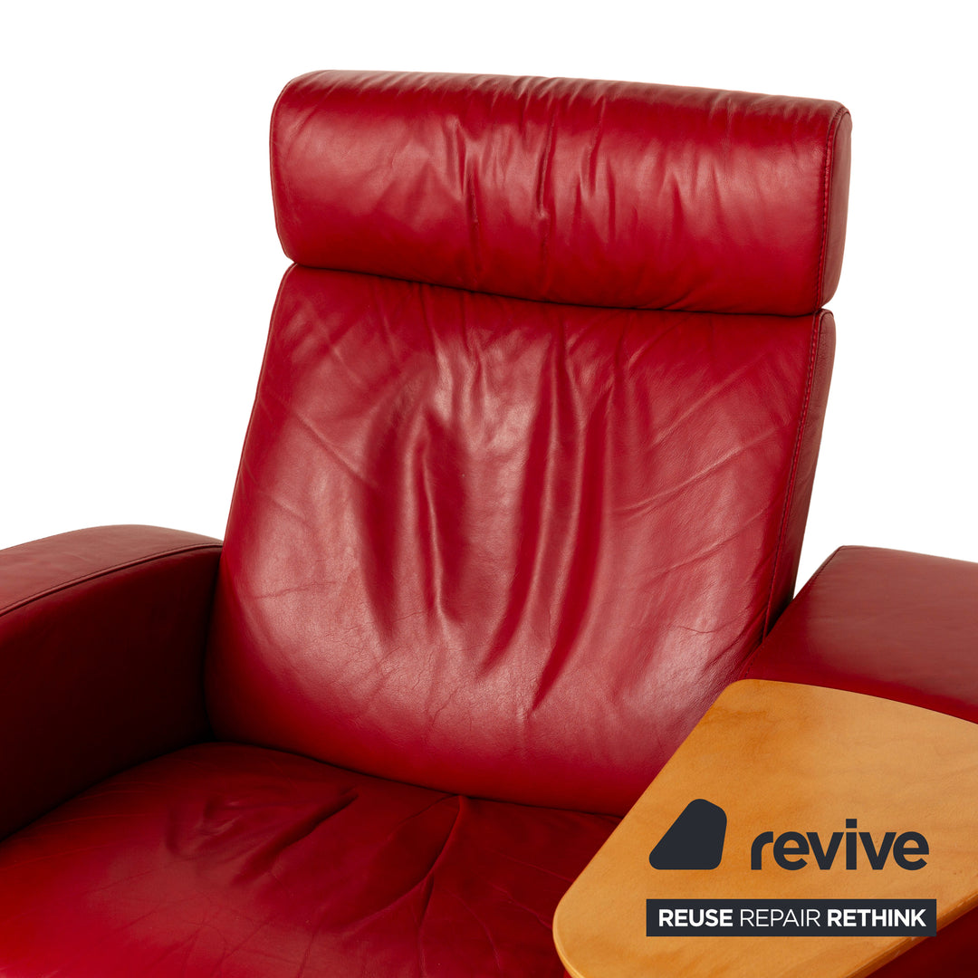 Stressless Arion Leder Viersitzer Rot manuelle Funktion Sofa Couch