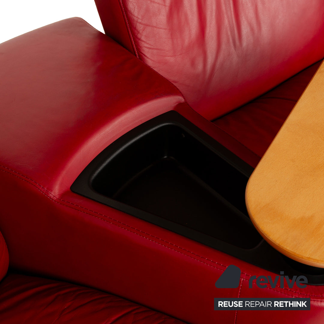 Stressless Arion Leder Viersitzer Rot manuelle Funktion Sofa Couch